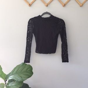 Black lace crop